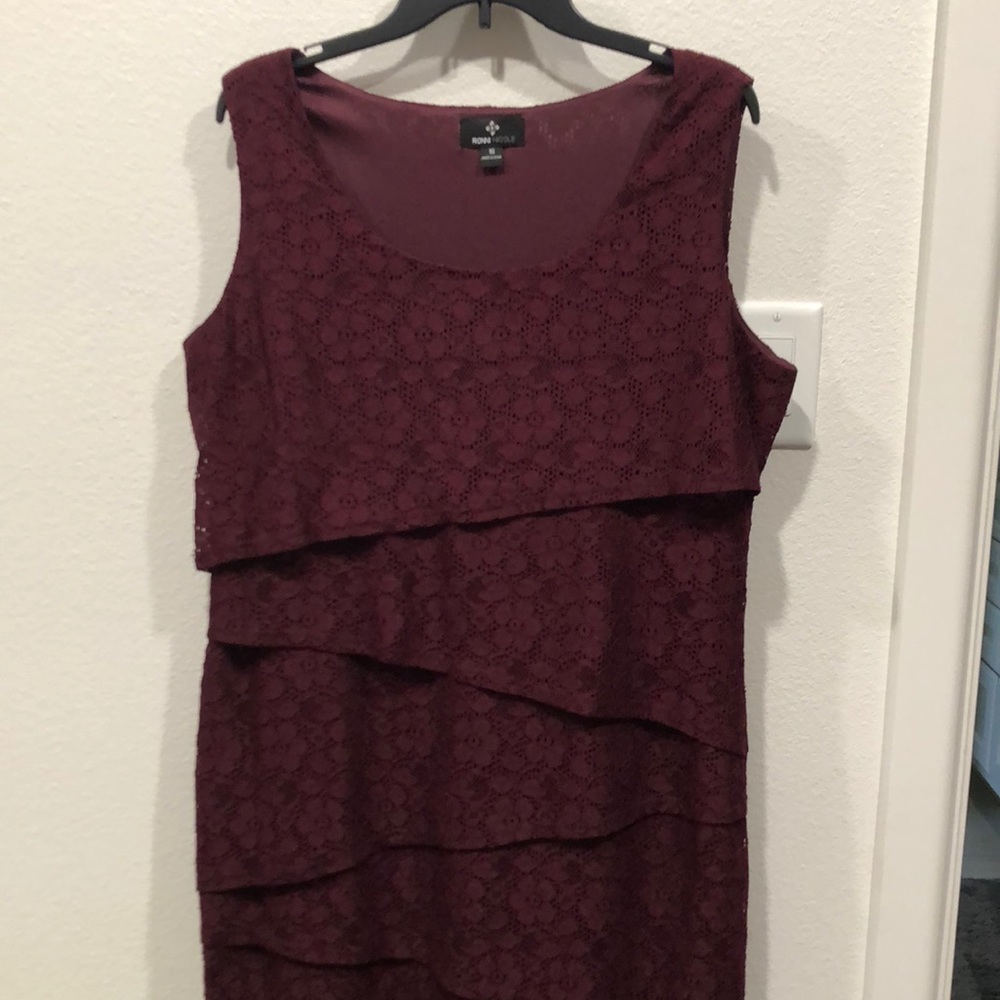 Burgundy lace dress, size 16, excellent condition